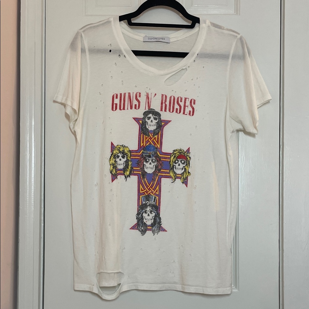 DAYDREAMER, Guns N' Roses Tee, White with Red & Yellow Print, Size Medium